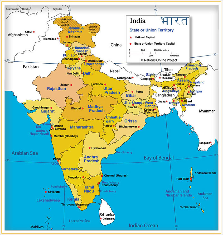Carte Etats Inde